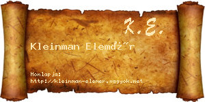 Kleinman Elemér névjegykártya